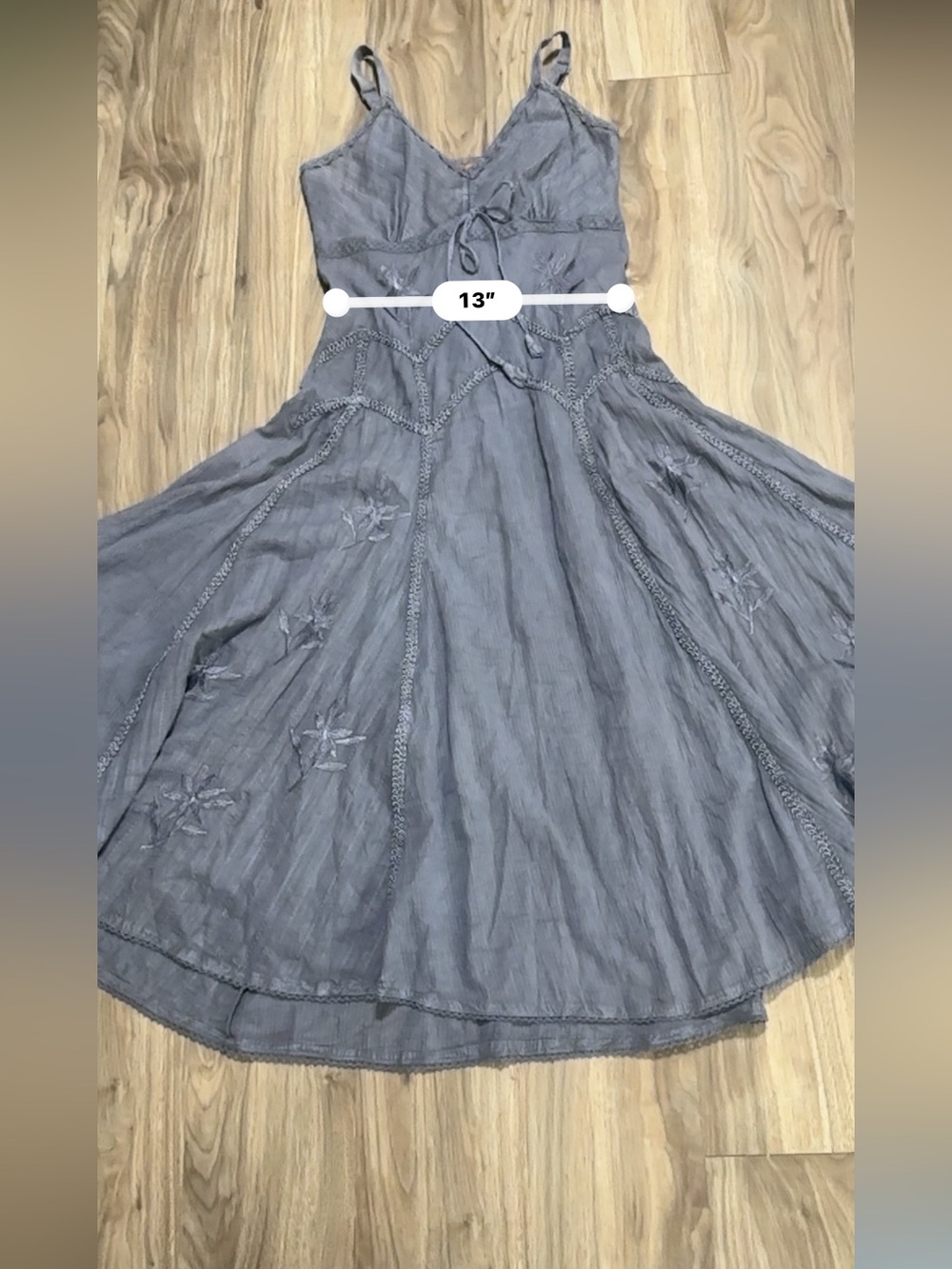 Scully Slate Blue V-Neck Midi Dress with Tie Waist - Picture 10 of 15